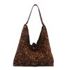 Bolsa de compras grande capacidade casual estilo ocidental moda leopardo estampa estilo hong kong estilo preguiçoso bolsa de compras moda bolsa de ombro de lona para mulheres