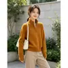 Suéter de cuello alto con media cremallera para mujer, otoño e invierno, talla grande, corte holgado, tejido de ochos, top básico