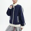 Comércio Transfronteiriço Retrô Americano Estilo Preguiçoso Neutro Bloqueio de Cores Manga Raglan Moletom Unissex Solto Tendência Marca Par Casal Zíper