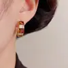 Brincos Quadrados Cor de Café com Zircônia Versáteis Retrô da Moda Francesa para Mulheres, Brincos Elegantes Simples de Luxo Leve de Alta Qualidade Atacado