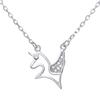 Collar de Plata de Ley s925 para Mujer Cadena para Clavícula de Caballo Unicornio Estilo Frío ins Coreano Diseño de Nicho Mismo Estilo que la Celebridad de Internet