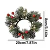 Anillos de Velas Navideñas Coronas Anillo de Vela de Bayas Rojas Artificiales Navideñas Colores Brillantes Centro de Mesa Navideño Para Repisa