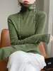 Suéter de Punto Fino de Alta Gama Listo para Usar 2025 para Mujer Cuello Holgado Moda Capa Base Color Sólido Suéter de Punto Delgado Venta al por Mayor