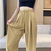 [8020] Pantalones de Pierna Ancha de Cintura Alta de Algodón Lino Hielo de Seda Fino de Verano para Mujer Estilo Holgado Casual Perezoso Pantalones Yamamoto