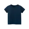 27Kids Ropa Infantil Verano 2025 Modelo Camiseta de Manga Corta Infantil Camisa Publicitaria Estilo Coreano Color Sólido Sin Estampado Ropa Infantil