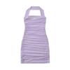 Vestido Sexy de Verano con Halterneck, Espalda Descubierta de Malla, con Pliegues Laterales y Falda Ajustada que Abraza el Busto, Falda de Malla Colorida que Abraza las Caderas