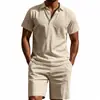 Comércio Exterior Transfronteiriço Terno Masculino Estação Primavera e Outono Cor Sólida Linho Lapela Camisa Calça Comprida Conjunto Terno Casual Masculino
