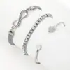 Pulsera Europea y Americana de Nicho Símbolo Infinito 8 Moda para el Trabajo Combinable Cadena Plana de Serpiente Símbolo Infinito de Diamante Pulsera de Aleación
