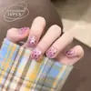 Uñas Portátiles Ins con Strass de Fresa Estilo Corto Rosa Morado Soñador Parches de Uñas Artísticas para Chicas 30 Piezas Uñas Pre-Codificadas
