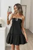 2026 Verano Europa América Transfronterizo Nuevo Estilo Patchwork Tirantes Finos Espalda Descubierta Adelgazante Estilo Resort Vestido Faldas Cortas Adelgazantes para Mujer
