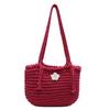 Explosões de Primavera e Verão Estilo Mori Pequena Fresca Tecida Linha Grossa Cesta de Legumes Bolsa Moda Combina com Tudo Doce Estilo Simples Bolsa de Ombro Feminina