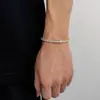 Joias Europeias e Americanas Transfronteiriças Hip-Hop Zircônia Pulseira Marca da Moda Personalizada Diamante Fivela de Mola Corrente de Tênis Pulseira Masculina Atacado