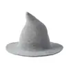 Sombrero de Mago de Lana Sombrero Popular de Halloween de Amazon Transfronterizo Europeo y Americano Puntiagudo de Ala Grande Sombrero de Copa Tejido Sombrero de Bruja