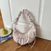 Bolso de hombro de moda estilo coreano con lazo, diseño único, bolso tipo empanada para el día a día, bolso de axila plisado de lunares
