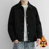 Jaqueta Masculina Plus Size Outono 2026 Gola Lapela Workwear Toque de Luxo Forrada com Fleece Espessa