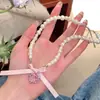 Collar Romántico de Perlas con Lazo de Corazón Rosa para Mujer, Diseño de Nicho, Gargantilla Dulce y Pura, Cadena para Clavícula
