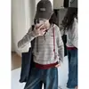 Conjunto Casual de Moletom com Capuz Listrado e Calça Jeans de Lâmina Curva para Meninas Outono Falso Duas Peças 2026 Roupas de Outono para Meninas Grandes