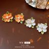 Prata Agulha Gota Óleo flor pérola brincos stud francês artístico retro brincos elegantes de alto sentido brincos fábrica atacado