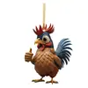 Transfronterizo 24 Amazon Nuevo Creativo Navideño Animal Pollo Gallo Tallado Colgante Árbol de Navidad Acrílico Colgante