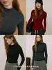 Camiseta de punto de lana fina con cuello alto medio, ajustada, sin costuras, de alta recuperación, 48 unidades, lavable a máquina, German Yangtze, para mujer en otoño e invierno
