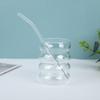Taza de Desayuno Creativa Transfronteriza Estilo Ins Gusano con Popote Espeso de Vidrio de Borosilicato Taza de Leche para Dormitorio Estudiantil