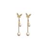 Coreano novos brincos borboleta longos brincos de pérola Tassel brincos elegante rosto skinny brincos dongdaemun brincos