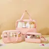 Nova Bolsa de Maquiagem Visual para Higiene Pessoal Grande Capacidade Impermeável Bolsa para Banho de Natação Bolsa tipo Sacola de Mão em PVC Bolsa de Cosméticos em PU