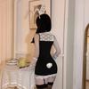 Ropa Interior Sexy de Gato de Leche Codicioso Encaje de Deseo Puro Falda de Cadera Conejita Sexy Uniforme OL Tentación de Pecho Pequeño Traje Libre