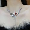 Elegante collar con borlas de flores y hojas para dama, elegante y a la moda, con cadena para clavícula, dulce y fresca.