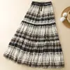Falda Bohemia de Doble Capa Transpirable y Elegante de Nuevo Estilo Primavera-Verano para Mujer, Falda Midi Estampada de Estilo Retro Exótico para Mujer