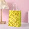 Bolsa de Papel de Béisbol de Dibujos Animados Amarilla para Eventos Deportivos, Empaque de Regalo, Empaque para Llevar, Bolsa de Compras de Kraft Blanca