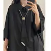 Suelta Versátil Elegante Camisa de Manga de Cinco Puntas para Hombres y Mujeres Simple Moderno Primavera y Verano Nuevo Cardigan Corto Cruzado