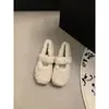 Primer Encuentro Temporada Leche Blanca Francesa Plus Terciopelo Cálido Peludos Zapatos Mujer 2026 Otoño/Invierno Nuevo Estilo Mocasines de Exterior sin Cordones