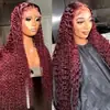 Comércio Exterior Moda Europeia e Americana vermelho-vinho Pequeno Rolo Rolo Manual Cabelo Cacheado África Quente Renda Frontal Peruca de Renda Cobertura Completa da Cabeça