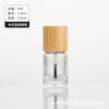 Botella Redonda de Esmalte de Uñas Blanco Cristal con Tapa de Grano de Madera, Botella de Relleno de Vidrio, Botella de Pintura para Retoques, En Stock Entrega Rápida, Botella de Relleno de Perfume