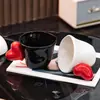 Bonito Regalo de Inauguración de Casa, Taza de Café con Forma de Corazón, Taza de Cerámica, Taza Linda y Creativa para la Sala de Estar, Par de Tazas para Pareja