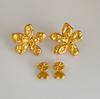 Brincos Dazan Atacado Moda Transfronteiriça Europeia e Americana Estilo Ins Aço Titânio Banhado a Ouro 18K Brincos Vintage Flor Relevo Lava