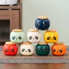 Lata de Té Panda Lata de Té Cerámica Lata Pequeña Caja de Empaque para Té Negro Té Verde Sellada a Prueba de Humedad Lata de Almacenamiento Portátil para el Hogar