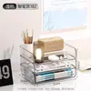 Estante de archivos para oficina, escritorio, caja de almacenamiento multicapa, transparente, A4, apilable, acabado de datos