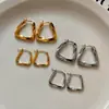 Pendientes Cuadrados Geométricos Chapados en Oro Real Estilo Europeo y Americano para Mujer, Pinzas Metálicas Exageradas de Personalidad de Gama Alta, Pendientes Estilo Celebridad de Internet