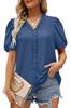 2023 Amazon Europa y Estados Unidos verano nuevo costura de encaje lunares manga corta camisa top para mujer ropa de mujer transfronteriza