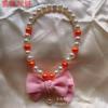 Cadena para mascotas con perlas de imitación, lazo de lana con cuentas de perlas, colgante de lazo de tela, bonito gato, de gran venta transfronteriza