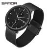 Reloj para Hombre Marca Sanda Correa de Cuero para Estudiantes Correa de Malla Reloj Impermeable Luminoso para Hombre Simple Multifuncional Calendario Reloj de Cuarzo
