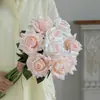 Flor Artificial Rosa de Gama Alta Realista Boda Ramo de Boda Decoración del Hogar Ramo de Flores Artificiales Rosa