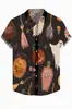 Camisa Casual de Manga Curta com Gola Nova para Homem Amazon Transfronteiriça Camisa com Estampa 3D de Halloween Tops Masculinos e Femininos