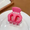 Pinza de calabaza con moño a medio hacer, clip para agarrar carne, letra con diamantes de imitación, chica popular, dulce, genial, de alta gama, clip de tiburón, pasador de pelo rosa dopamina
