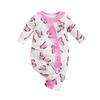Boomsuit para bebé niña Primavera y Otoño Ropa linda para salir de bebé Camiseta con gorro de manga larga estilo coreano Ropa para gatear de recién nacido Rosa