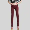 Pantalones de Lápiz de Cintura Media para Mujer Color Caramelo Sexy Elásticos Versátiles de Mezclilla Largos Pantalones Blancos Lisos para Mujer