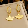 Aretes Colgantes Semicírculo Abanico, Aretes Dorados de Moda y Tendencia, Aretes Versátiles de Acero Inoxidable para el Día a Día con un Toque de Lujo