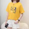 Roupa Feminina Plus Size Camiseta Feminina Manga Curta Estilo Coreano Tendência Solta Emagrecedora Cobre a Barriga Verão Comércio Exterior Top de Manga Meia
